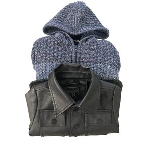 2PC Toddler Boy Faux Leather Jacket & Knit Sweater 12-18 Months